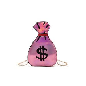 Metallic Hologram $ Dollar Sign Small Fashion Handbags