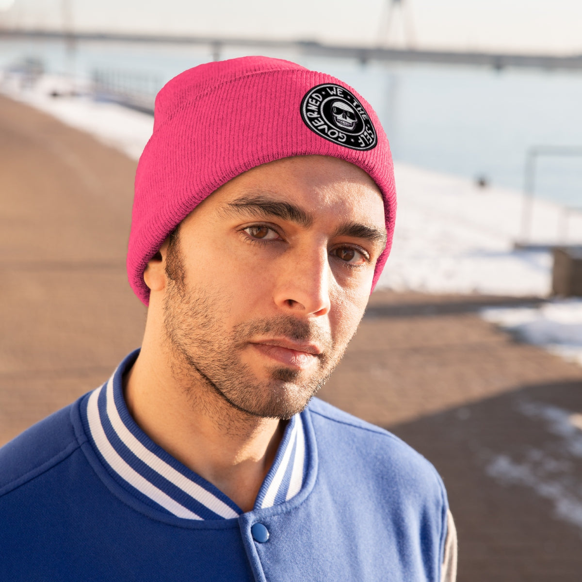 We The Self Governed Logo Pink Knit Beanie