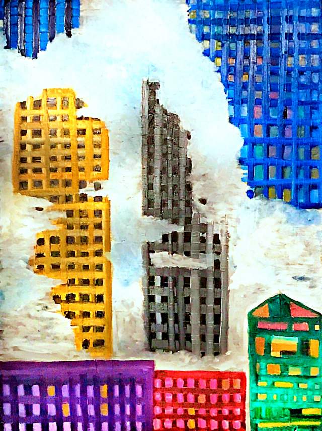 Amidst The Fog | City Painting On Canvas