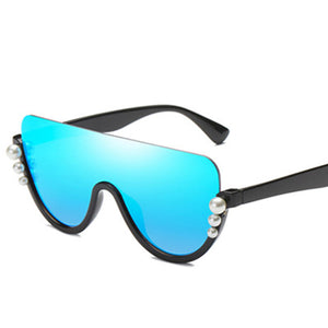 Pearl Detailed Oversized Aviator Fashion Frames Designer Inspired Sunglasses