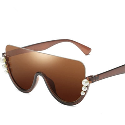 Pearl Detailed Oversized Aviator Fashion Frames Designer Inspired Sunglasses