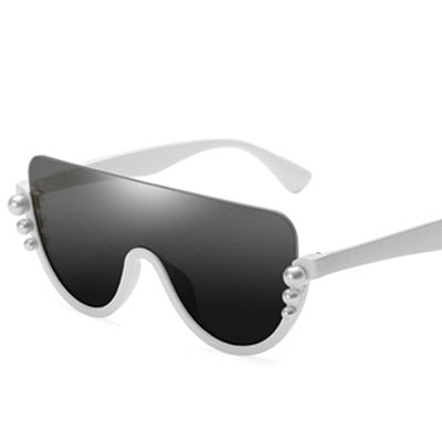 Pearl Detailed Oversized Aviator Fashion Frames Designer Inspired Sunglasses