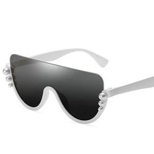 Pearl Detailed Oversized Aviator Fashion Frames Designer Inspired Sunglasses