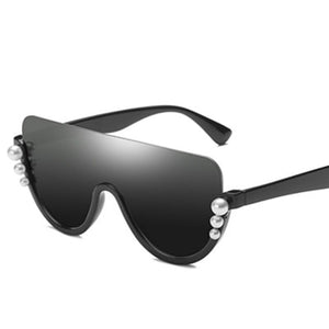 Pearl Detailed Oversized Aviator Fashion Frames Designer Inspired Sunglasses