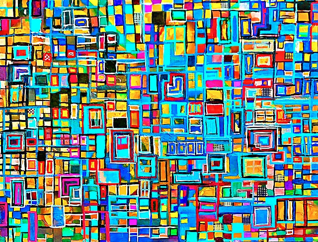 Blocks On Blocks On Blocks | Abstract Geometric Painting