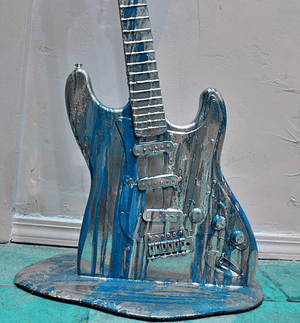 Blue & Silver Resin Electric Guitar Art 3D Sculpture