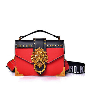 Metal Lion Medallion Detail Fashion Crossbody Bag