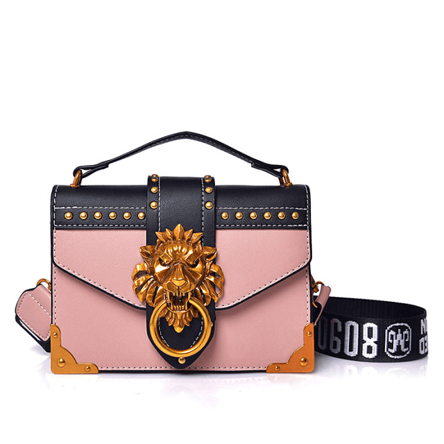 Metal Lion Medallion Detail Fashion Crossbody Bag