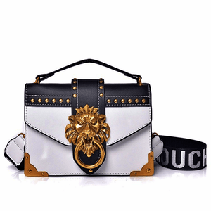 Metal Lion Medallion Detail Fashion Crossbody Bag