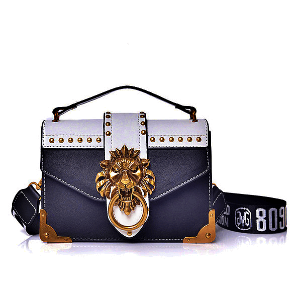 Metal Lion Medallion Detail Fashion Crossbody Bag