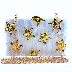 Glitter Star Design Acrylic Box Clutch