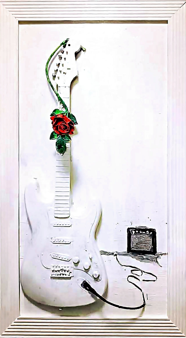 White Wedding Framed Guitar